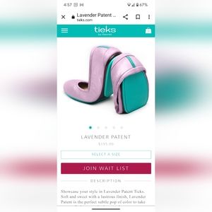 Tieks Lavender Patent - UNAVAILABLE on Tieks website